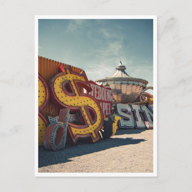 Postal del Boda del Casino Retro de Las Vegas (Anverso)