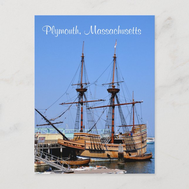Postal del buque Mayflower de Plymouth Massachuset (Anverso)