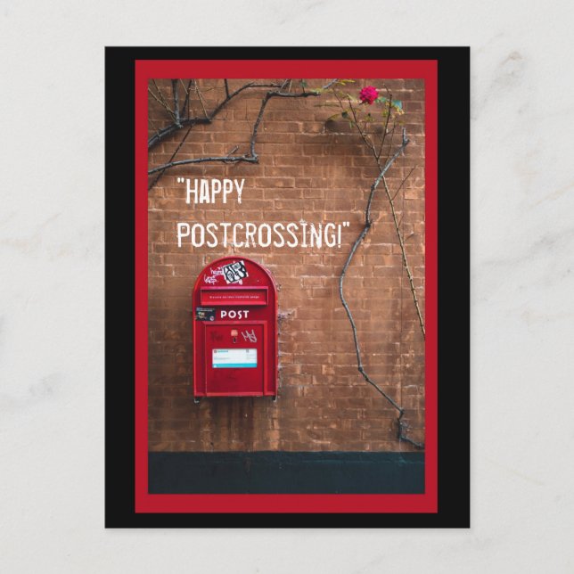 Postal del buzón rojo de correo de Happy Postcross (Anverso)