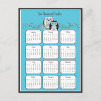 Postal del calendario de búhos de invierno 2012