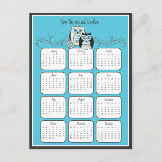 Postal del calendario de búhos de invierno 2012