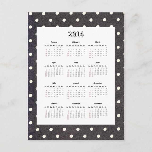 Postal del calendario Polka Dot 2014 (Anverso)