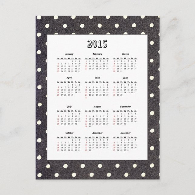 Postal del calendario Polka Dot 2015 (Anverso)