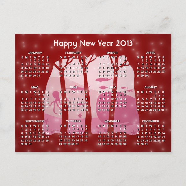 Postal del calendario Snowing Fantasy Forest 2013 (Anverso)