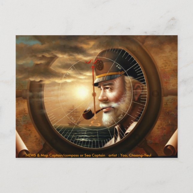 Postal del capitán/brújula o capitán del barco (Anverso)