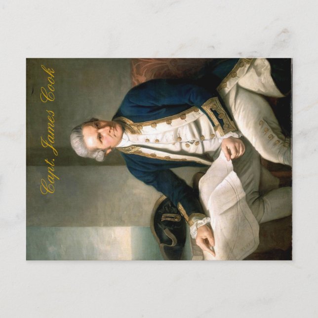 Postal del capitán James Cook, descubridor de Hawa (Anverso)