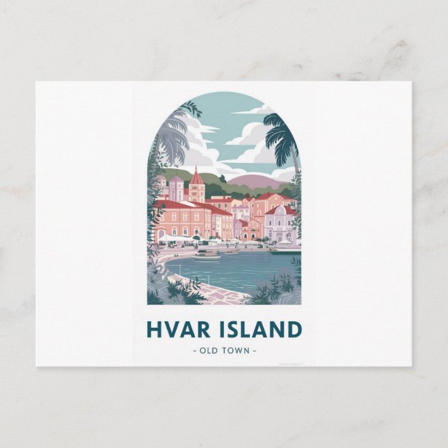 Postal del casco antiguo de la isla de Hvar - Expl (Anverso)