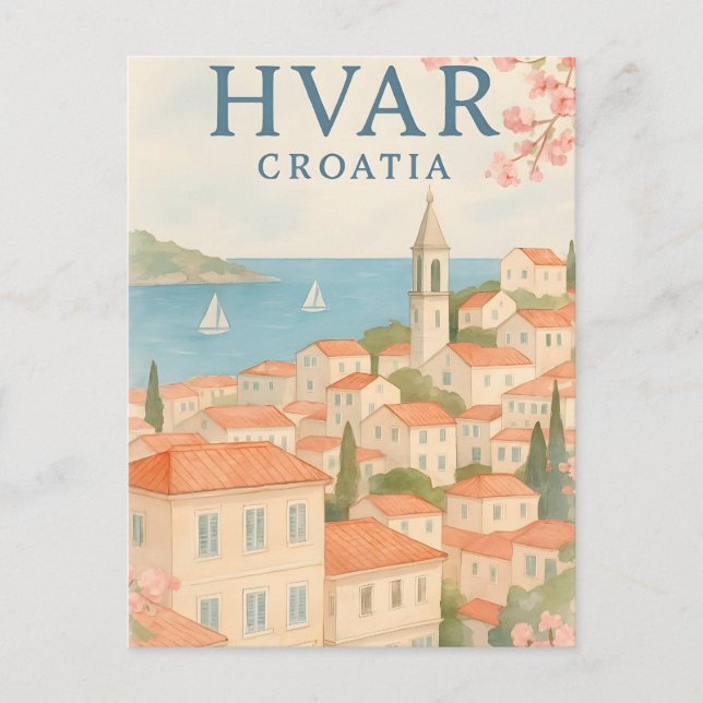 Postal del casco antiguo de la isla de Hvar - Expl (Anverso)