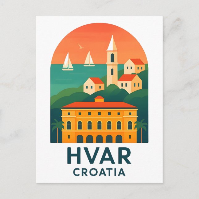 Postal del casco antiguo de la isla de Hvar - Expl (Anverso)