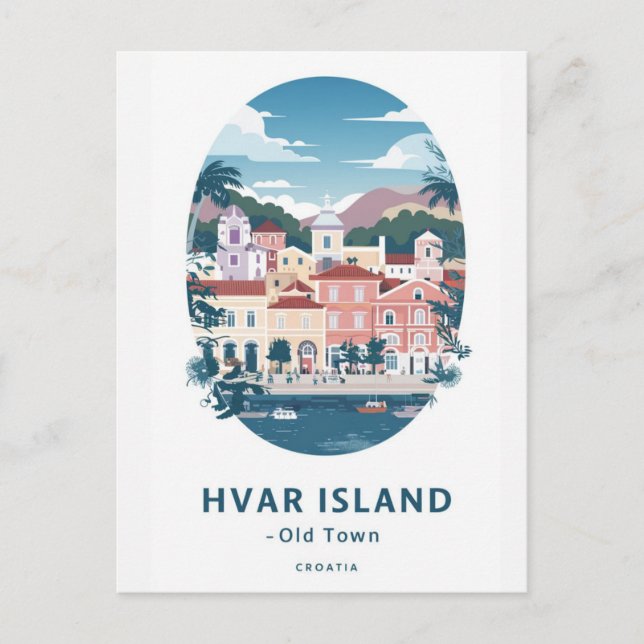 Postal del casco antiguo de la isla de Hvar - Expl (Anverso)
