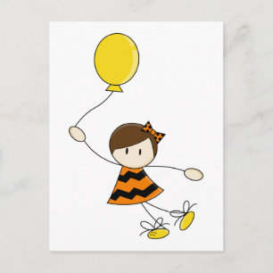 postal del Chica de globo naranja