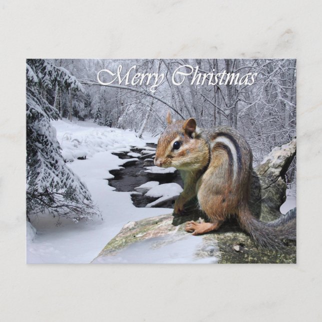 Postal del Chipmunk de las Felices Navidad (Anverso)