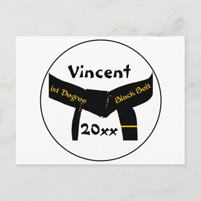 Postal del cinturón negro de primer grado de artes (Anverso)