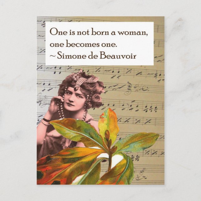 Postal del Collage de citas Simone de Beauvoir (Anverso)