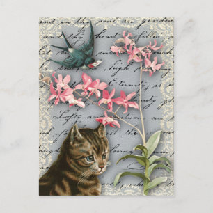 Postal del Collage Orquídea Vintage
