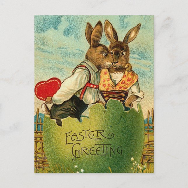 Postal del conejito de la miel de Pascua (Anverso)