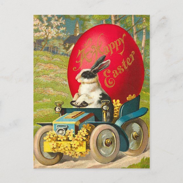 Postal del conejito de pascua del vintage (Anverso)