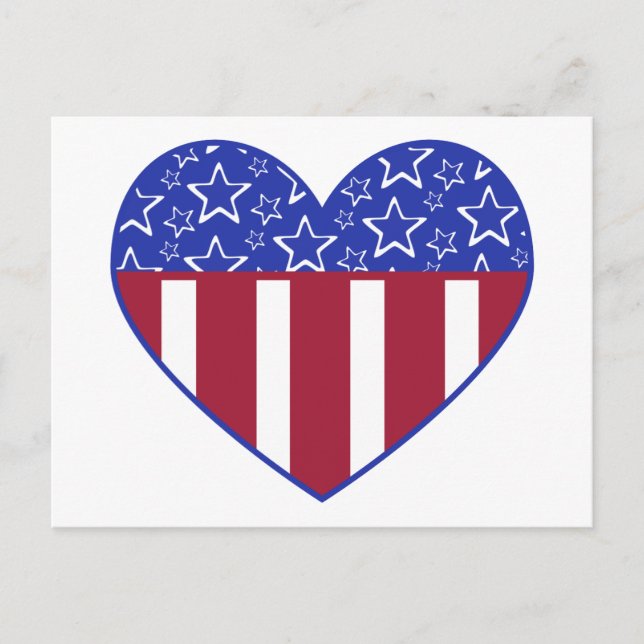 Postal del corazón azul y blanco rojo de Estados U (Anverso)