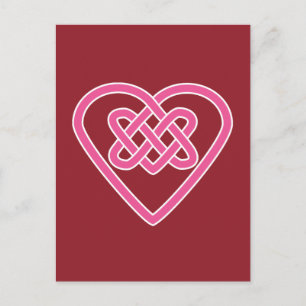 Postal del corazón celta - fondo rojo