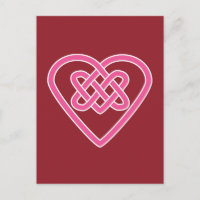 Postal del corazón celta - fondo rojo