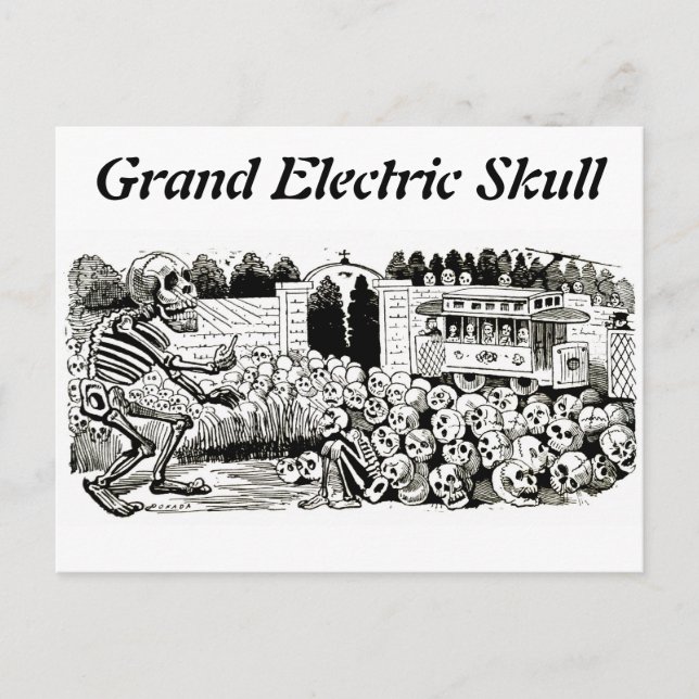 Postal del cráneo eléctrico grande (Anverso)