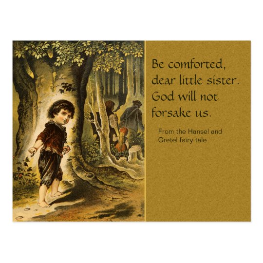Postal del cuento de hadas de Hansel y de Gretel