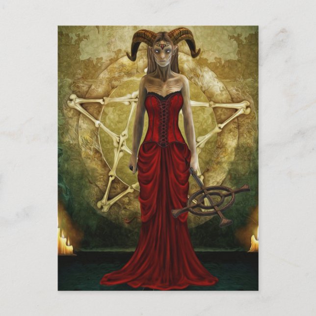 Postal del demonio de la bruja del zombi (Anverso)