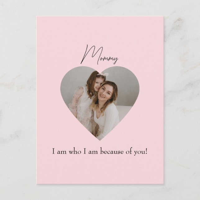 Postal del Día de la Madre con foto del Corazón (Anverso)