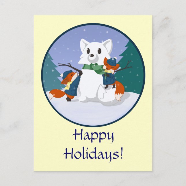 Postal del día de la nieve de Kitsune (Anverso)