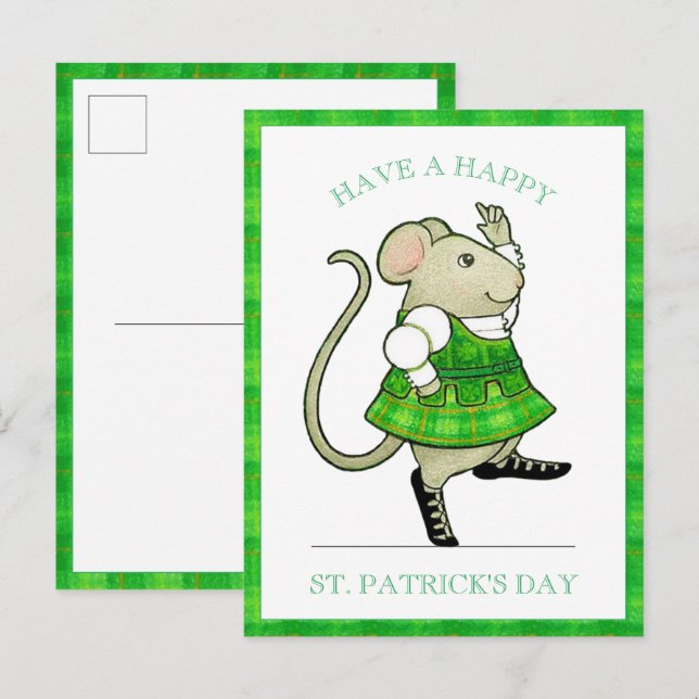 postal del Día de San Patricio de IRISH JIG MOUSE (Anverso / Reverso)