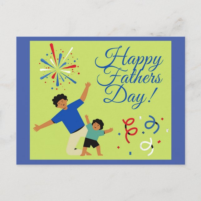 Postal del Día del Hombre y el Niño Padre bailando (Anverso)