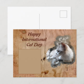 Postal del Día Internacional del Gato Feliz
