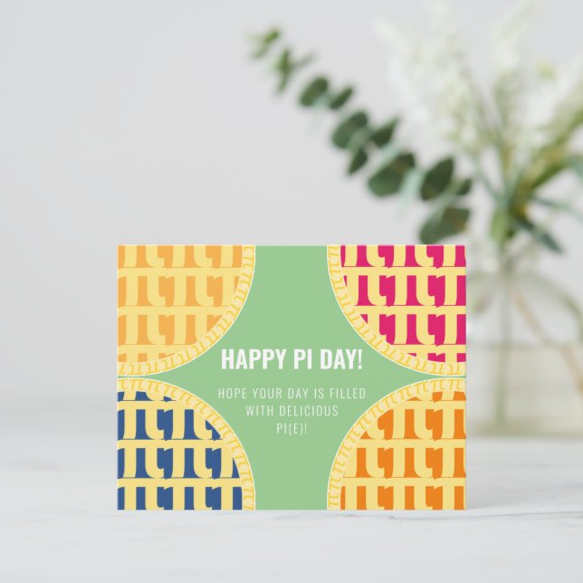 Postal del Día Pi "Feliz Día Pi" Delicioso Pi (Anverso de pie)