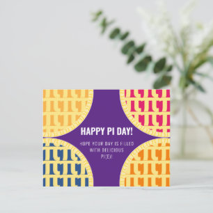Postal del Día Pi "Feliz Día Pi" Delicioso Pi Purp
