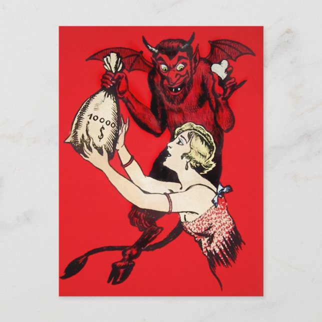 Postal del diablo de la vintage (Anverso)
