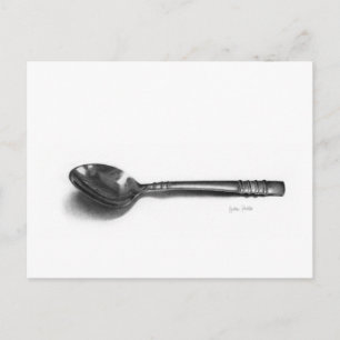 Postal del dibujo de lápiz de la cuchara