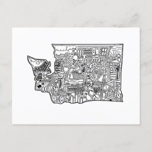 Postal del Doodle del Estado de Washington