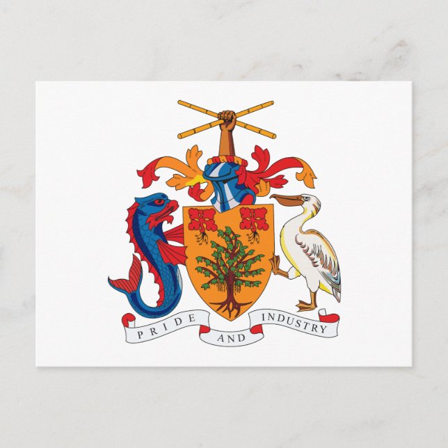 Postal del escudo de armas de Barbados (Anverso)