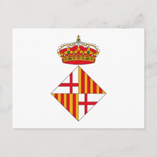 Postal del escudo de armas de Barcelona