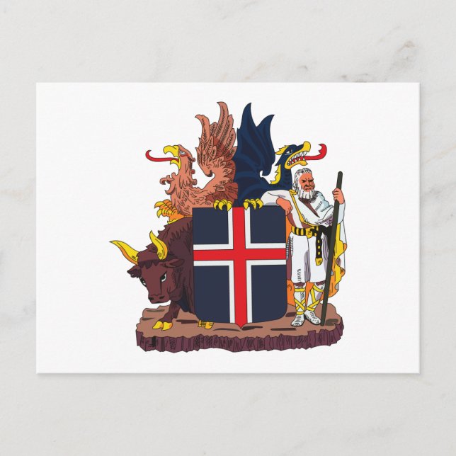 Postal del escudo de armas de Islandia (Anverso)