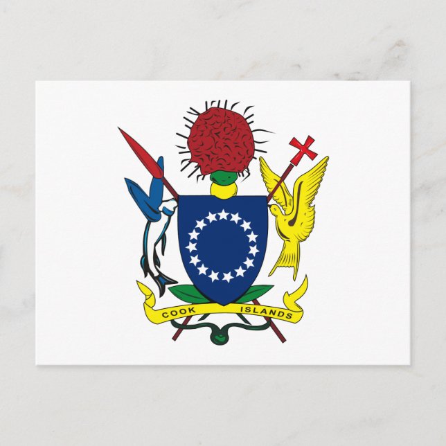 Postal del escudo de armas de las Islas Cook (Anverso)