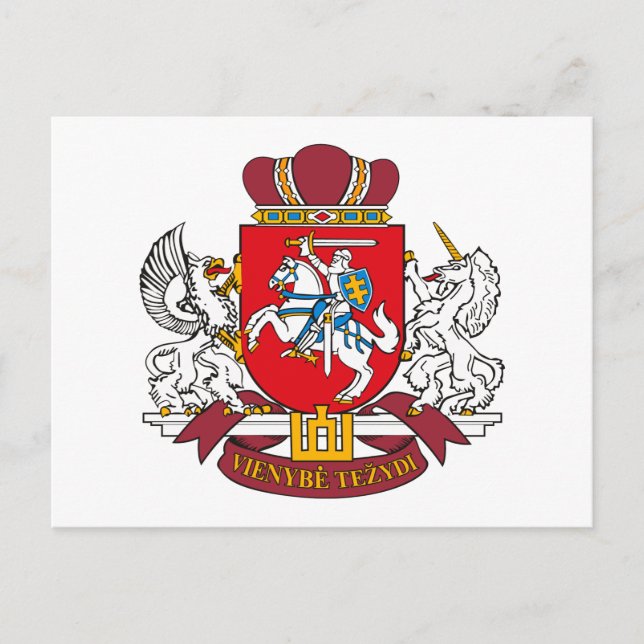 Postal del escudo de armas de Lituania (Anverso)