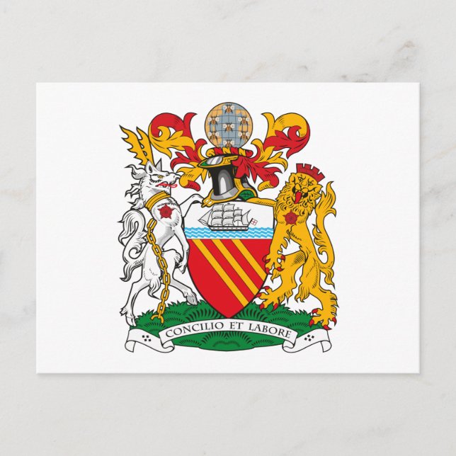 Postal del Escudo de Armas de Manchester (Anverso)