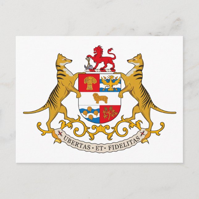 Postal del escudo de armas de Tasmania (Anverso)