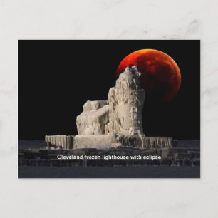 postal del faro congelado de Cleveland