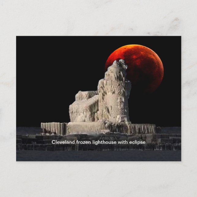 postal del faro congelado de Cleveland (Anverso)