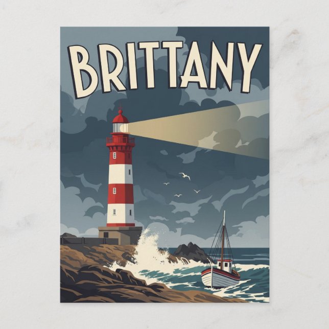 Postal del faro de Brittany (Anverso)