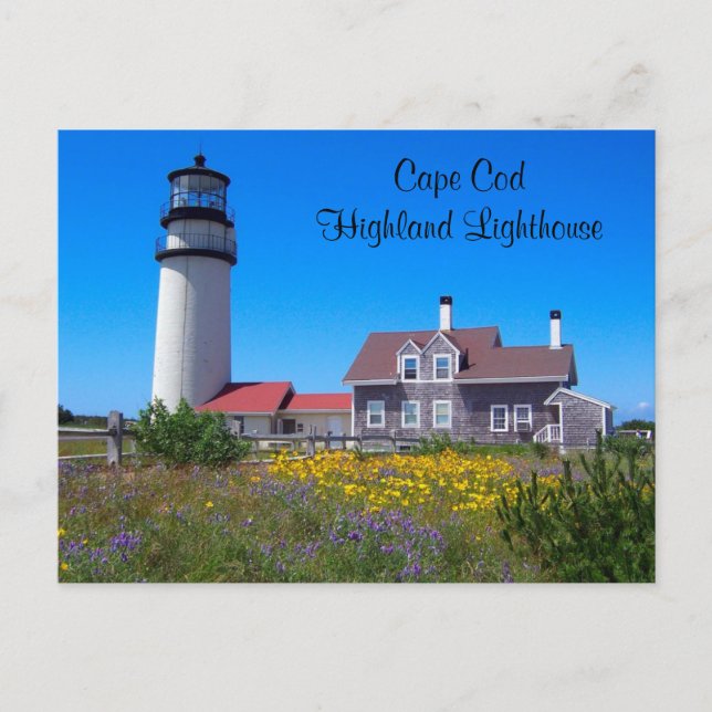 Postal del faro de la autopista Cape Cod Highland (Anverso)