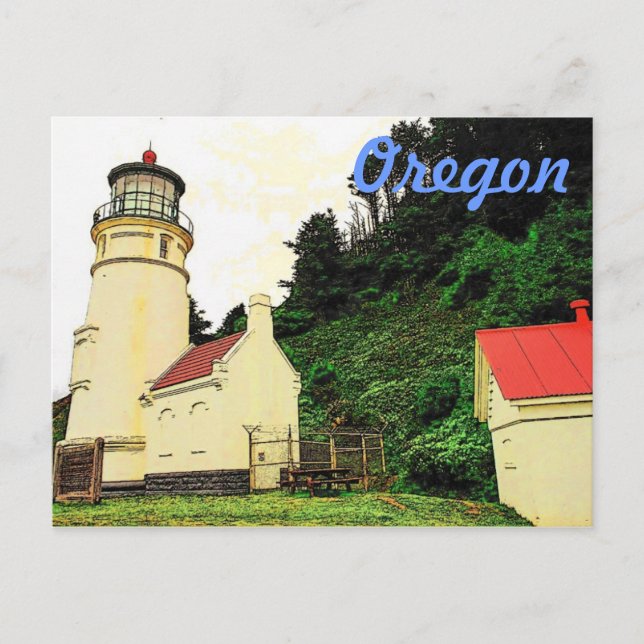 Postal del faro de Oregon (Anverso)