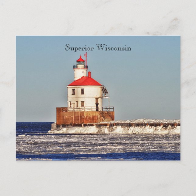 Postal del faro de Wisconsin (Anverso)
